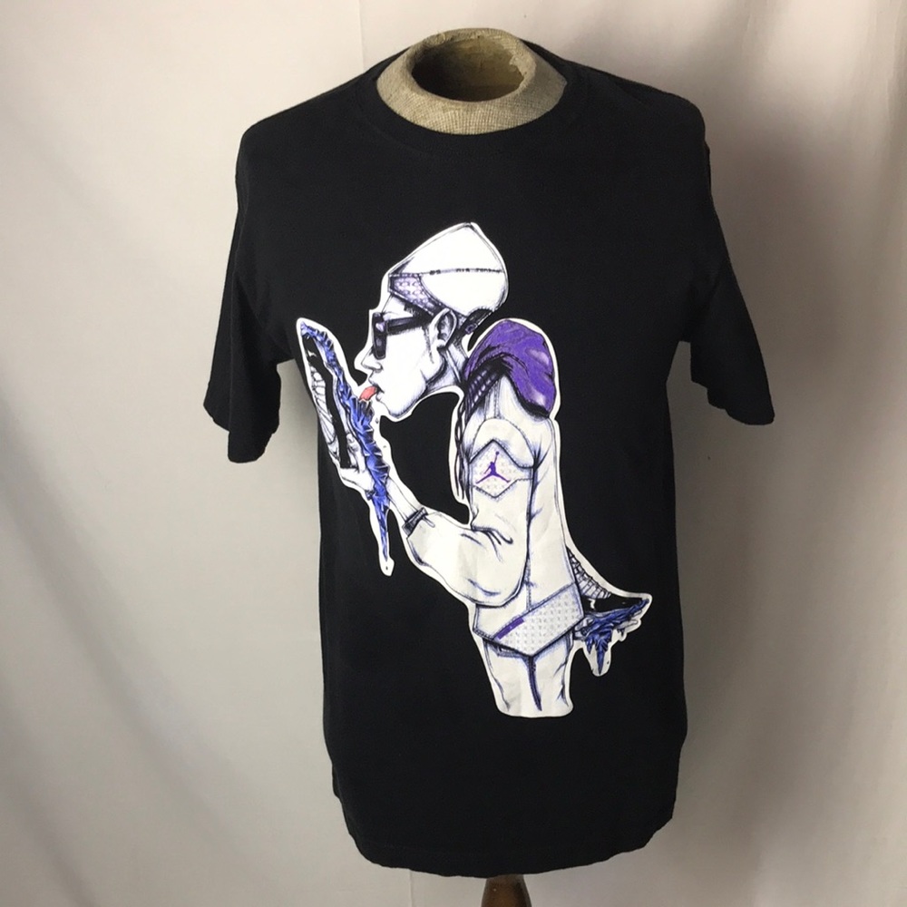Air Jordan Nike air retro icy soles lick  concord black graphic t-shirt Sz M